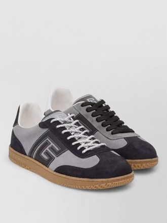 Balmain low top sneakers round toe suede panels