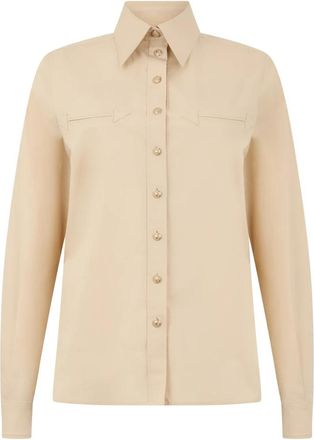 Alberta Ferretti Lange mouwen shirt - Dames - Overhemden - Beige - S - Katoen - Overhemden