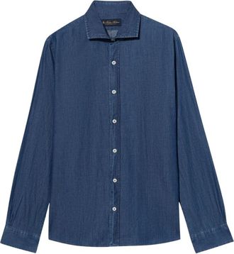 Brooks Brothers Slim Fit Denim Overhemd met Spreidkraag - Heren - Spijkeroverhemden - Blauw - L - Denim - Overhemden