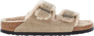 Birkenstock Taupe Shearling Suede Sandals