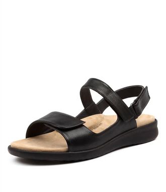Ziera Womens Benji Sandals In Black Sole Leather