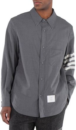 Thom Browne Medium Grey 4-Bar Wool Shirt Jacket, Brand Size 2 (Medium)