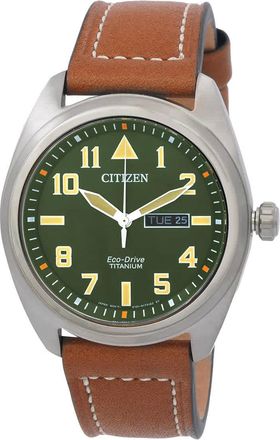 Citizen Eco-Drive Avion Super Titanium Green Dial Mens Watch BM8560-02X