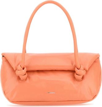 Jil Sander Perzikleren handtas met knoophengsel - Dames - Handtassen - Oranje - ONE Size - Leer - Tassen