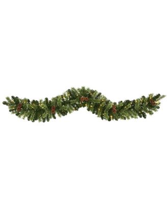 Nearly Natural 6ft Christmas Artificial Garland with 50 Clear LED Lights