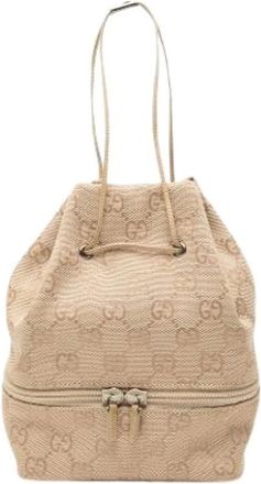 Gucci Pre-owned Bucket Bags, female, Beige, Size: ONE SIZE Pre-owned Canvas Pouch