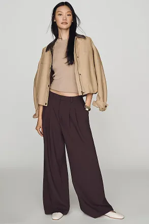 Maeve Avery Wide-Leg Pleated Trousers by Maeve Pants