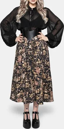 Disturbia Triple Goddess Button Down Midi Skirt in Black at Nordstrom, Size 12