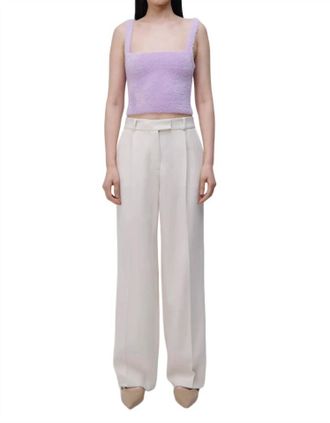 Jonathan Simkhai Novia Pleated Straight Leg Pant In Eggshell