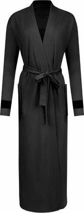 Velvette Womens Pima Cotton & Modal Wrap Robe In Black