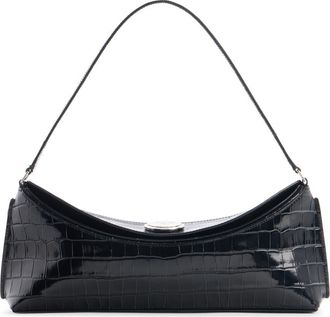 Jacquemus The Ovalo Croc Embossed Leather Shoulder Bag in Black 990 at Nordstrom