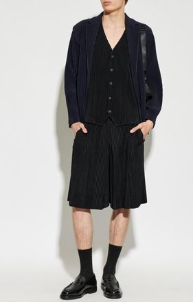 Homme Pliss&eacute; Issey Miyake Pleated Blazer, Mens, Navy Blue