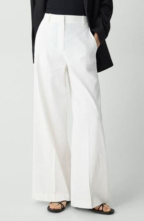 Theory Linen Blend Wide Leg Pants in White at Nordstrom Rack, Size 14