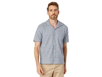 Vince Cabana Stripe Short Sleeve Button-Down Mens Clothing Washed Twilight Blue : XL, Cotton