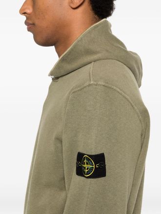 Stone Island Logo Cotton Hoodie - Olive