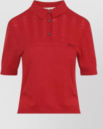 Marni silk virgin wool pointelle knit short-sleeve polo shirt