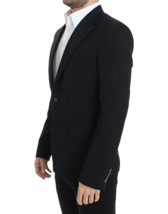 Dolce & Gabbana Mens Black Wool Slim Fit Blazer Clothing