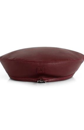 Mani&egrave;re De Voir Anya Leather Beret in Wine Red at Nordstrom