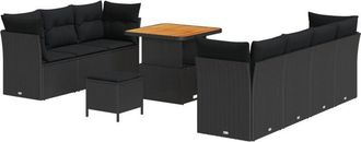 vidaXL Vidaxl - Garden Sofa Set Height-Adjustable 10 pcs Black Poly Rattan