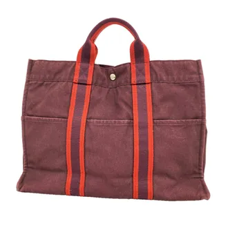 Herm&egrave;s Brown Canvas Tote Bag (Pre-Owned)