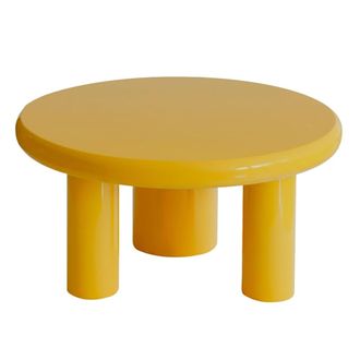 Oviala Mesa de centro redonda de 100 cm en MDF lacado en amarillo