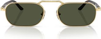 Persol 57mm Polarized Rectangular Sunglasses in Gold/Green at Nordstrom