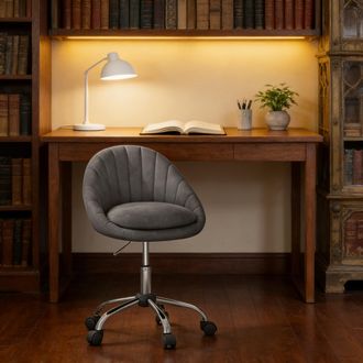 STILVORA Stilvora Sedia Da Ufficio Ergonomica Regolabile Con Cuscino A Doppio Strato E Ruote, In Velluto, Grigio Scuro