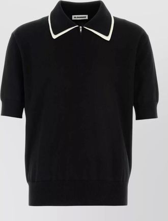 Jil Sander cotton polo shirt contrast collar hem