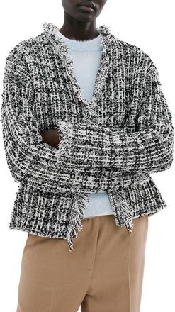 Mango Cotton Blend Tweed Jacket in Black at Nordstrom, Size X-Small