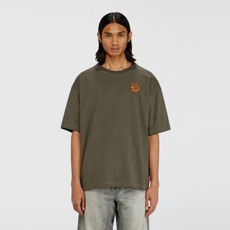 Diesel Jersey T-shirt with flocked print - T-Shirts - Man - Green