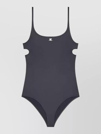 Courr&egrave;ges scoop neck high leg cut out swimsuit
