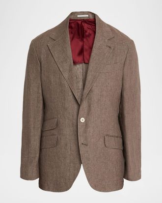 Brunello Cucinelli Mens Linen Deconstructed Suit Jacket
