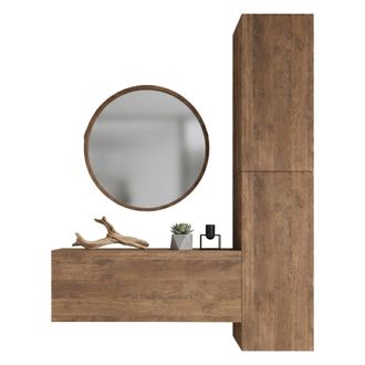 Dmora Pared Modular Gavala, Mueble De Sal&oacute;n Ajustable, 3 Estantes, 3 Puertas, Color Nogal
