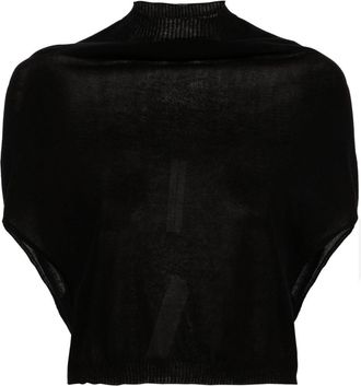 Rick Owens Crater draped crop top - women - Cotton - M - Black