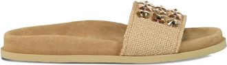 Pedro Garcia dolomitA embellished sandals - women - Fabric/Fabric/Rubber - 38.5 - Neutrals