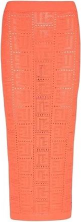 Balmain Monogram Mesh Skirt, Brand Size 40 (US Size 8)