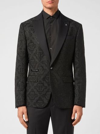 Philipp Plein Blazer di lana a monopetto con cristalli all-over
