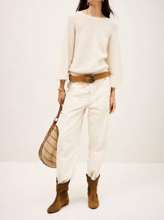 BA&SH Isaac Reversible Beaded Knit Sweater In Beige