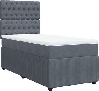 vidaXL Cama Box Spring Con Colch&oacute;n Terciopelo Gris Oscuro 90x190 Cm Vidaxl