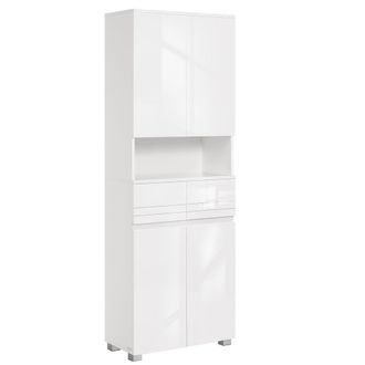 Vasagle Armario de ba&ntilde;o con 2 cajones y estantes ajustables de color blanco