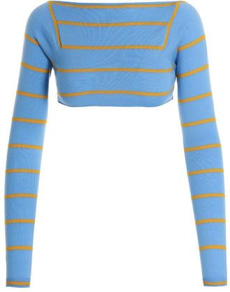 Emilio Pucci Light Blue Cut-out cropped sweater