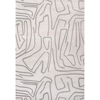 Jonathan Y Designs Alcina Modern Scandinavian Graphic Lines High-Low Area Rug in White/light Gray at Nordstrom, Size 3Ft 0In X 5Ft 0In