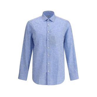 Etro Katoenen Roma Shirt met Paisley Patroon - Heren - Casual Overhemden - Blauw - L - Katoen - Overhemden