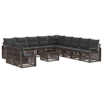vidaXL Conjunto De Sof&aacute;s De Jard&iacute;n 12 Pcs Gris Rat&aacute;n Sint&eacute;tico Vidaxl