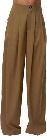 JLUXLABEL Pleated Wide Leg Pants in Tan at Nordstrom, Size Small