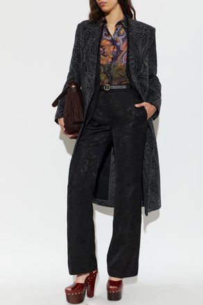 Etro Double-breasted Wool Coat, Womens, Grey