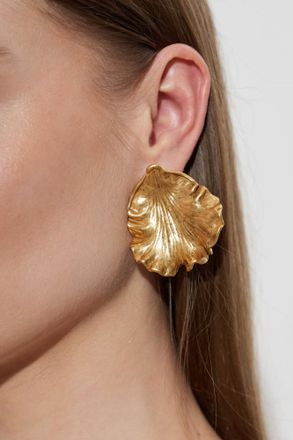 Cult Gaia Iris Leaf Earrings, Womens, Gold