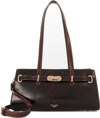 Dune London Depend Croc Embossed Leather Shoulder Bag in Brown at Nordstrom