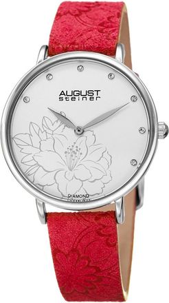August Steiner Quartz Diamond Silver Dial Ladies Watch AS8242RD
