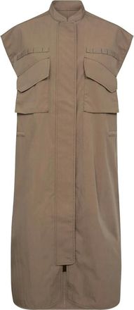 Mos Mosh MOS Mosh, Kleedjes, Dames, Bruin, XS, Katoen, Utility Geïnspireerde Jurk met Hoge Kraag